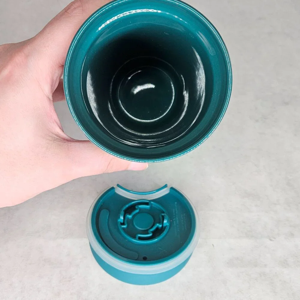 Starbucks Blue Green Siren Logo Iridescent Mermaid Ceramic Coffee Cup with Lid - Picture 6 of 8